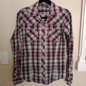 CRUEL Denim Pearl Snap Shirt (S)